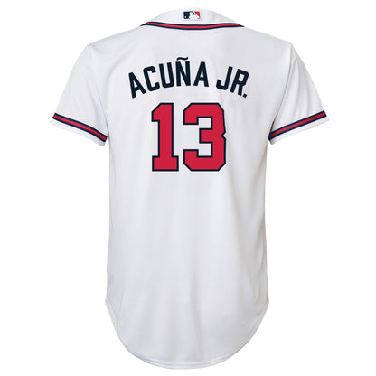 Youth Ronald Acuna Jr. Atlanta Braves White Home Replica NIKE Screen Print Jersey