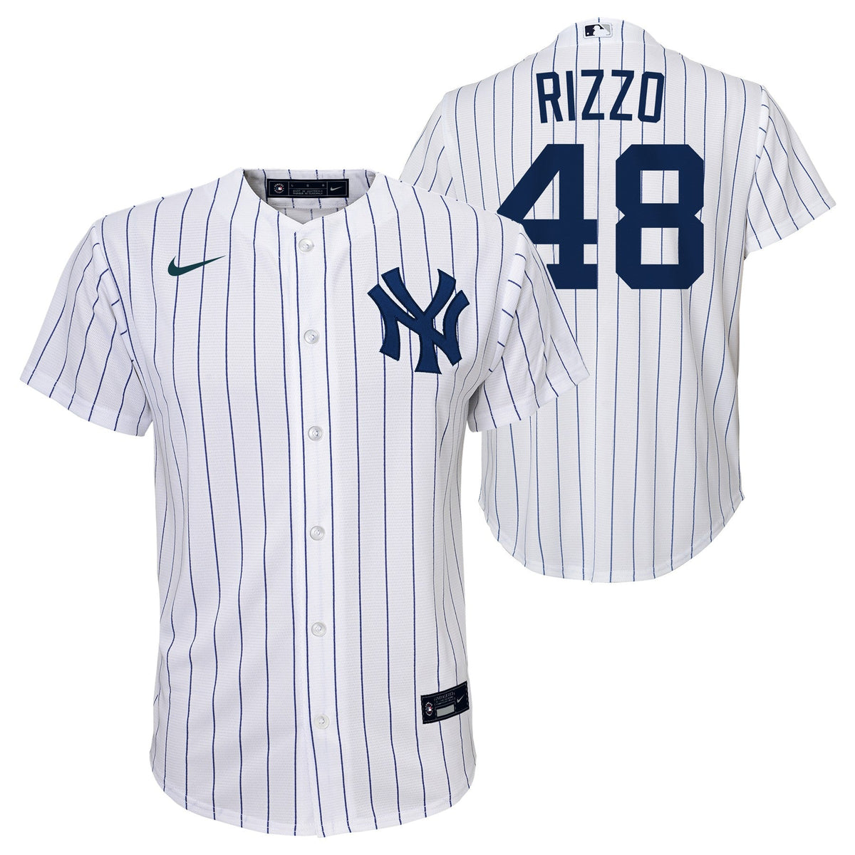 Camiseta réplica de juego infantil Anthony Rizzo New York Yankees blanca de local con estampado