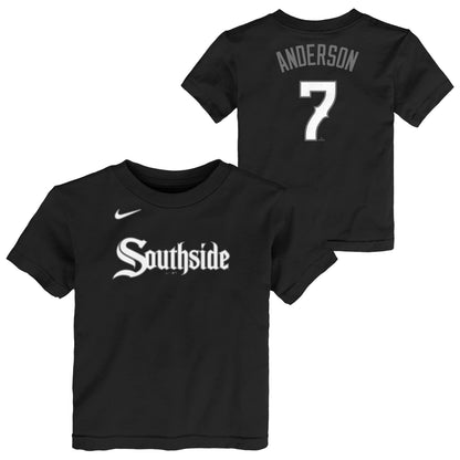 Camiseta Nike City Connect negra para niños de Tim Anderson de los Chicago White Sox