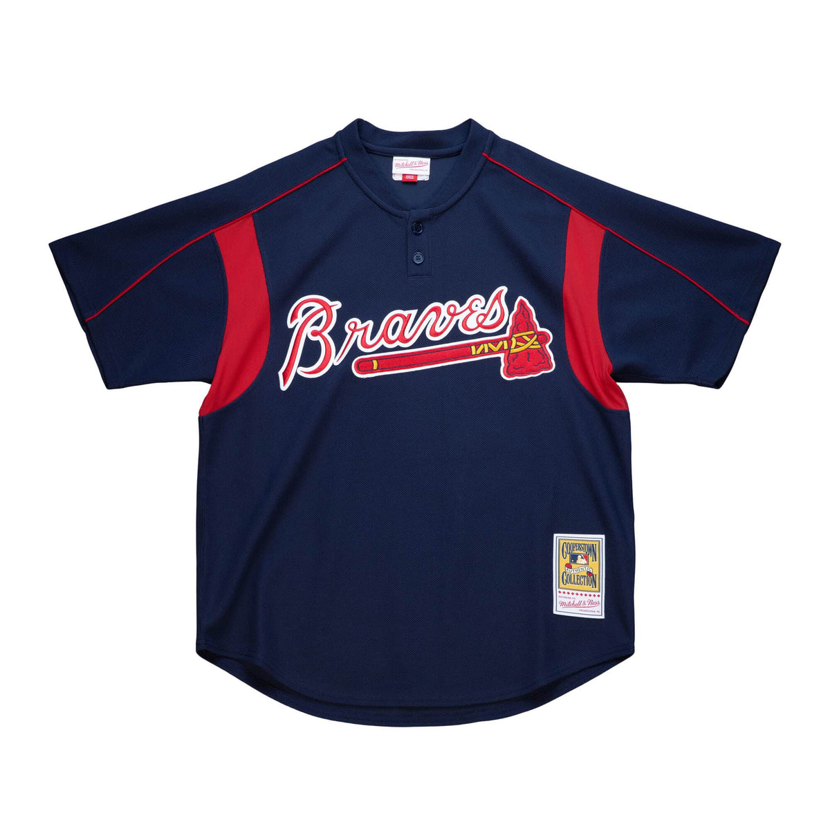 Men's Atlanta Braves Greg Maddux 2003 Mitchell & Ness Navy Cooperstown Batting Practice Jersey