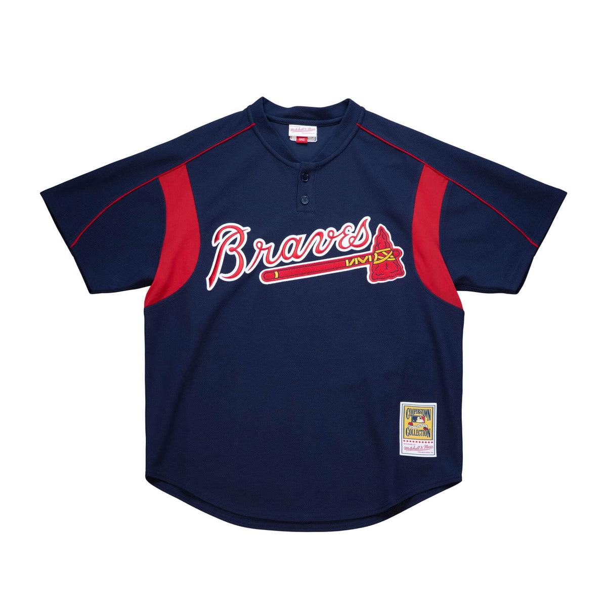 Men's Atlanta Braves John Smoltz 2003 Mitchell & Ness Navy Cooperstown Batting Practice Jersey