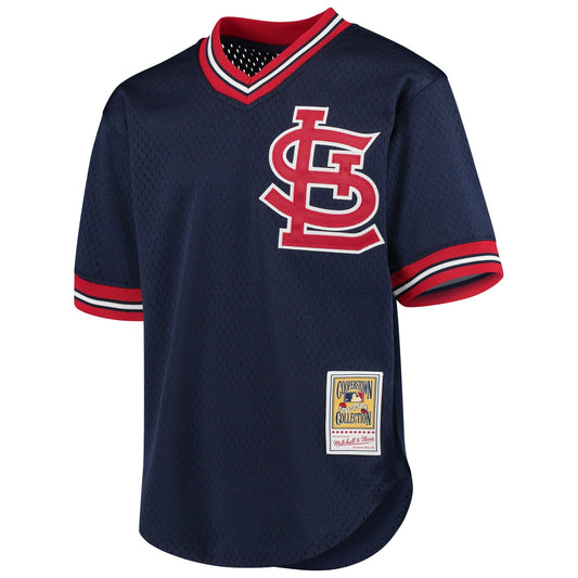 Camiseta de práctica de bateo Cooperstown Mitchell & Ness Ozzie Smith St. Louis Cardinals 1994 azul marino para hombre
