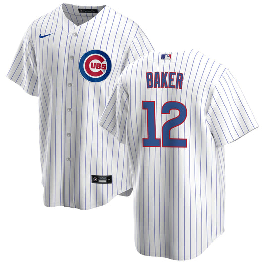 NIKE Men's Dusty Baker Chicago Cubs White Home Premium Stitch Replica Jersey
