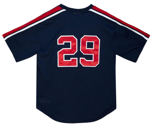 Men's Rod Carew California Angels Mitchell & Ness Cooperstown Collection Mesh Batting Practice Button-Up Jersey - Navy