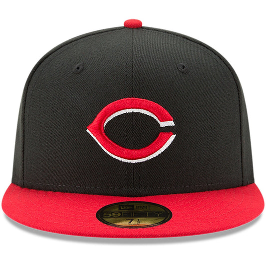 Gorra ajustada 59FIFTY On-Field de la Colección Authentic de los Cincinnati Reds New Era en negro/rojo para hombre