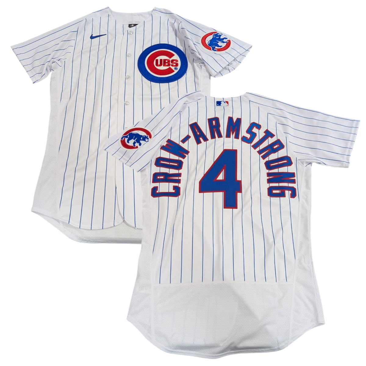 Camiseta auténtica de jugador Nike blanca de local de Pete Crow-Armstrong de los Chicago Cubs para hombre