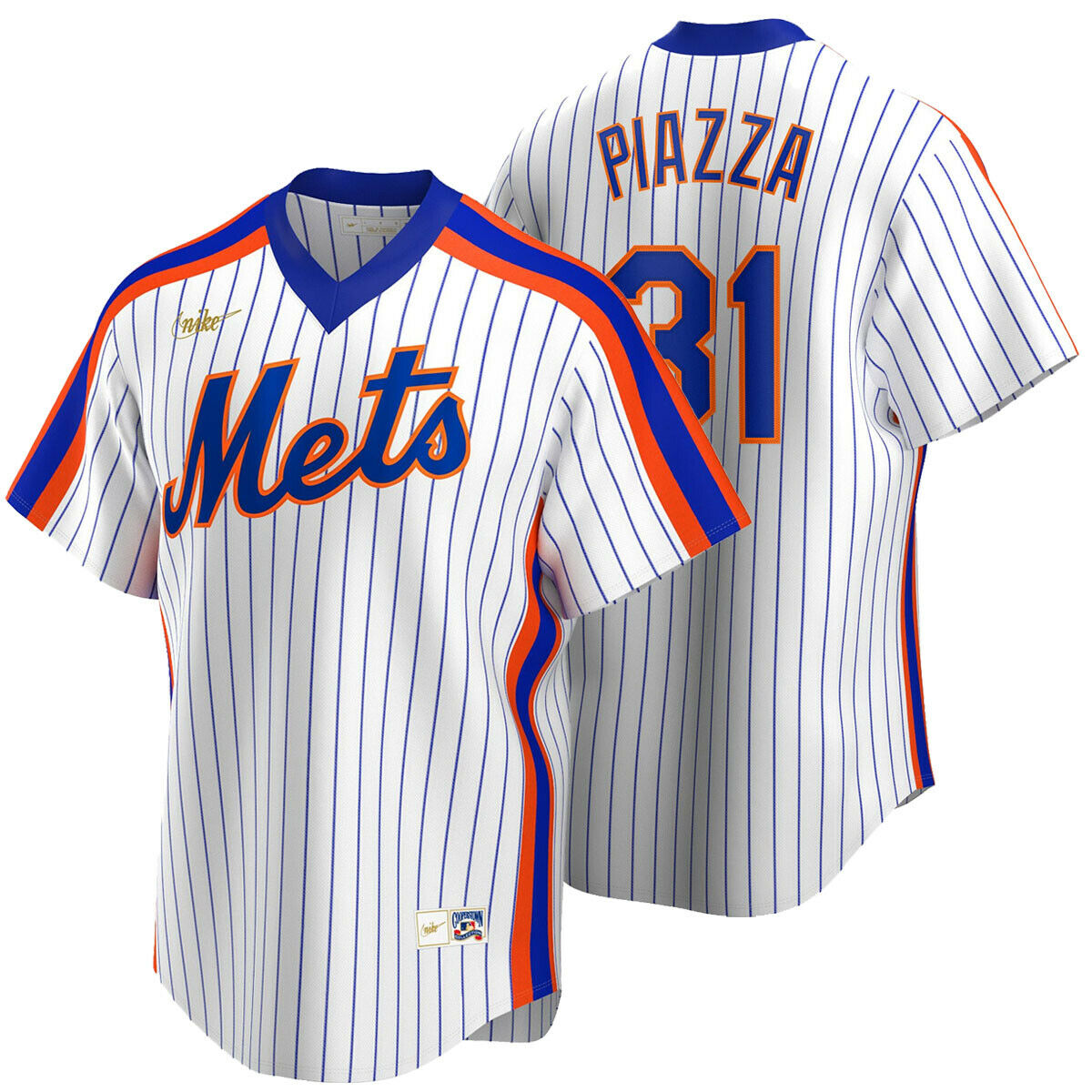Men's Nike Mike Piazza New York Mets Cooperstown Collection Royal Pinstripe Replica Jersey