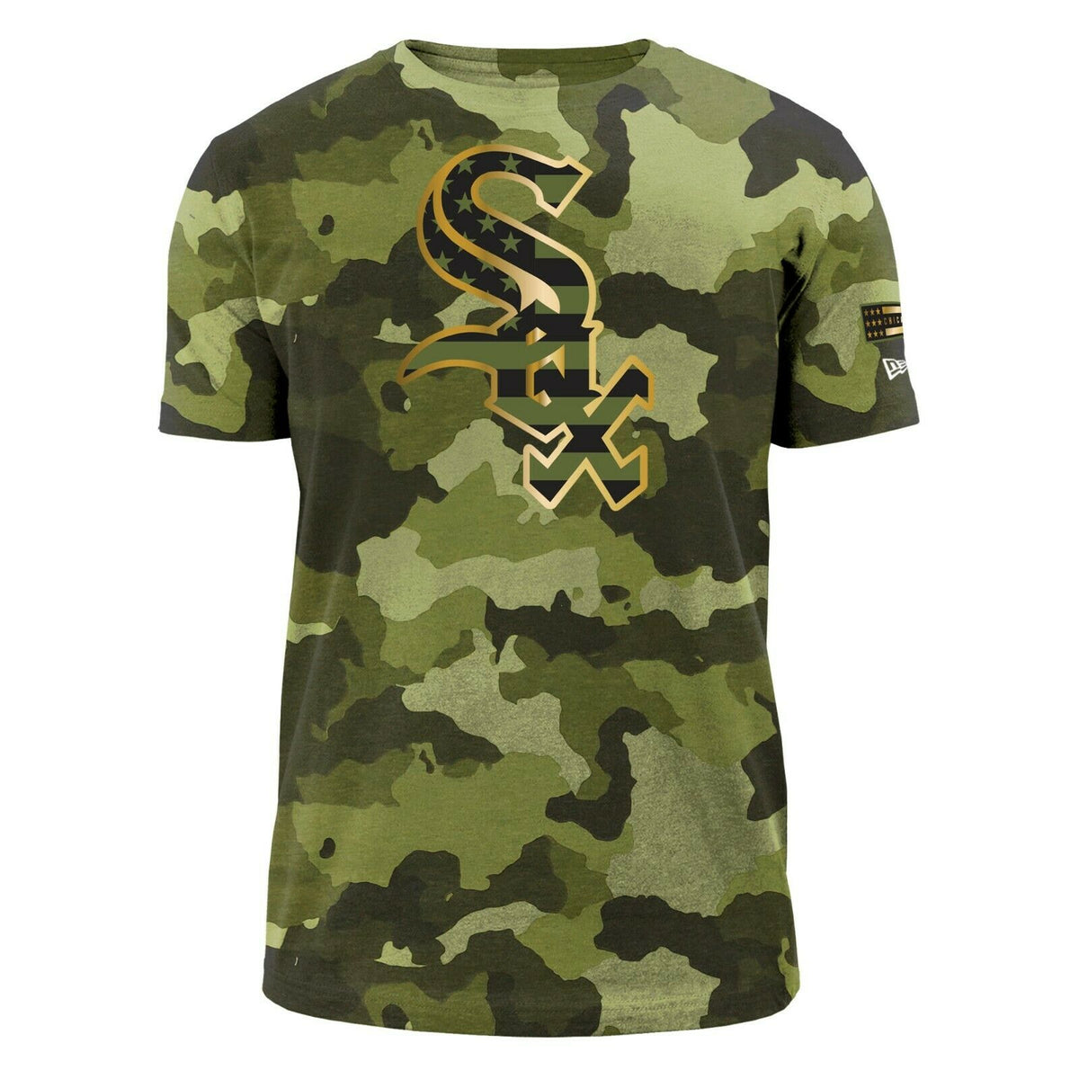 Camiseta New Era de camuflaje del Día de las Fuerzas Armadas de los Chicago White Sox para hombre