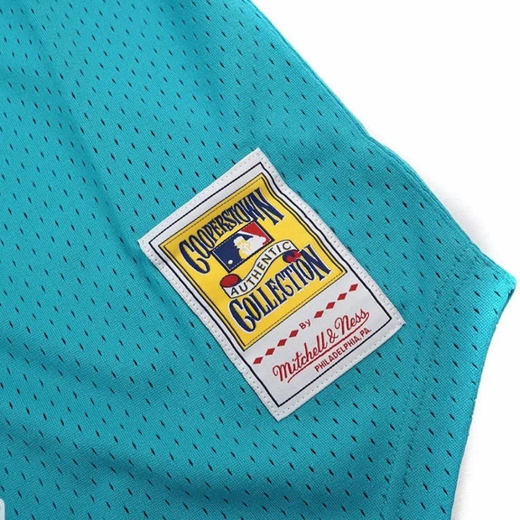 Camiseta de práctica de bateo de malla color verde azulado de los Florida Marlins de Andre Dawson de 1995, Mitchell & Ness, Colección Cooperstown, para hombre