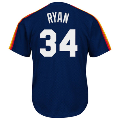 Men's Houston Astros Nolan Ryan Mitchell & Ness Navy 1988 Authentic Cooperstown Collection Mesh Batting Practice Jersey