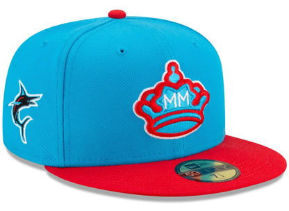 Gorra ajustada 59FIFTY New Era Miami Marlins City Connect 2021 azul/roja para hombre