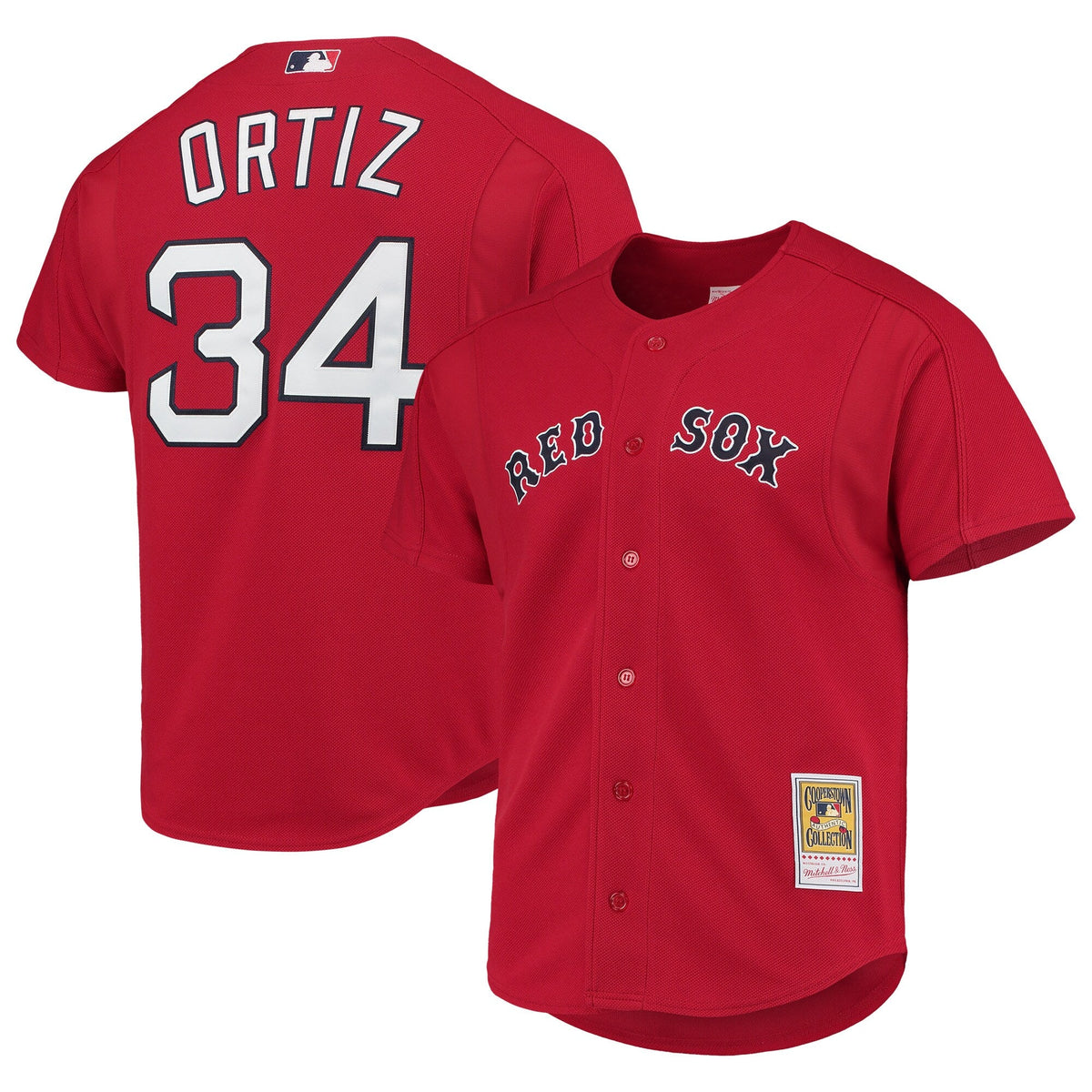 Camiseta auténtica de práctica de bateo de los Boston Red Sox 2004 de David Ortiz para hombre por Mitchell & Ness