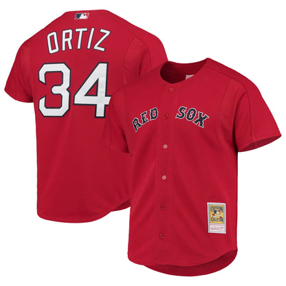 Camiseta auténtica de práctica de bateo de los Boston Red Sox 2004 de David Ortiz para hombre por Mitchell & Ness
