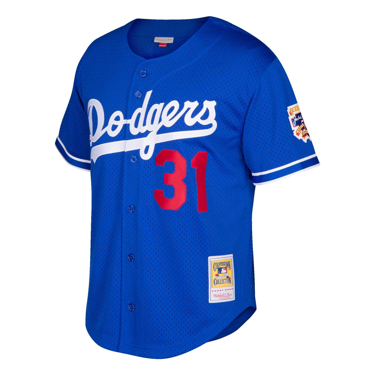 Camiseta de práctica de bateo azul de los Los Angeles Dodgers Mike Piazza Mitchell & Ness Colección Cooperstown para jóvenes
