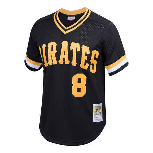 Camiseta juvenil de práctica de bateo de malla negra de la Colección Cooperstown de los Pittsburgh Pirates Willie Stargell & Ness