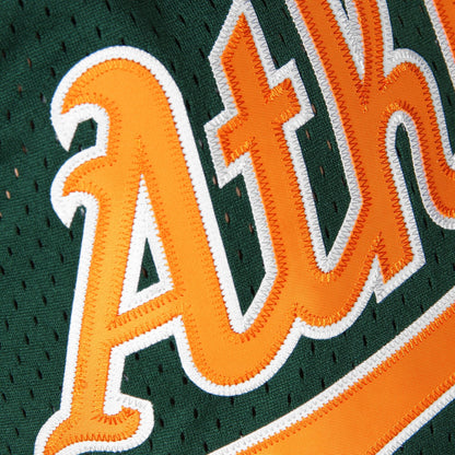 Men's Oakland Athletics Rickey Henderson 1998 Mitchell & Ness Green Cooperstown 1987 Mesh Batting Practice Jersey