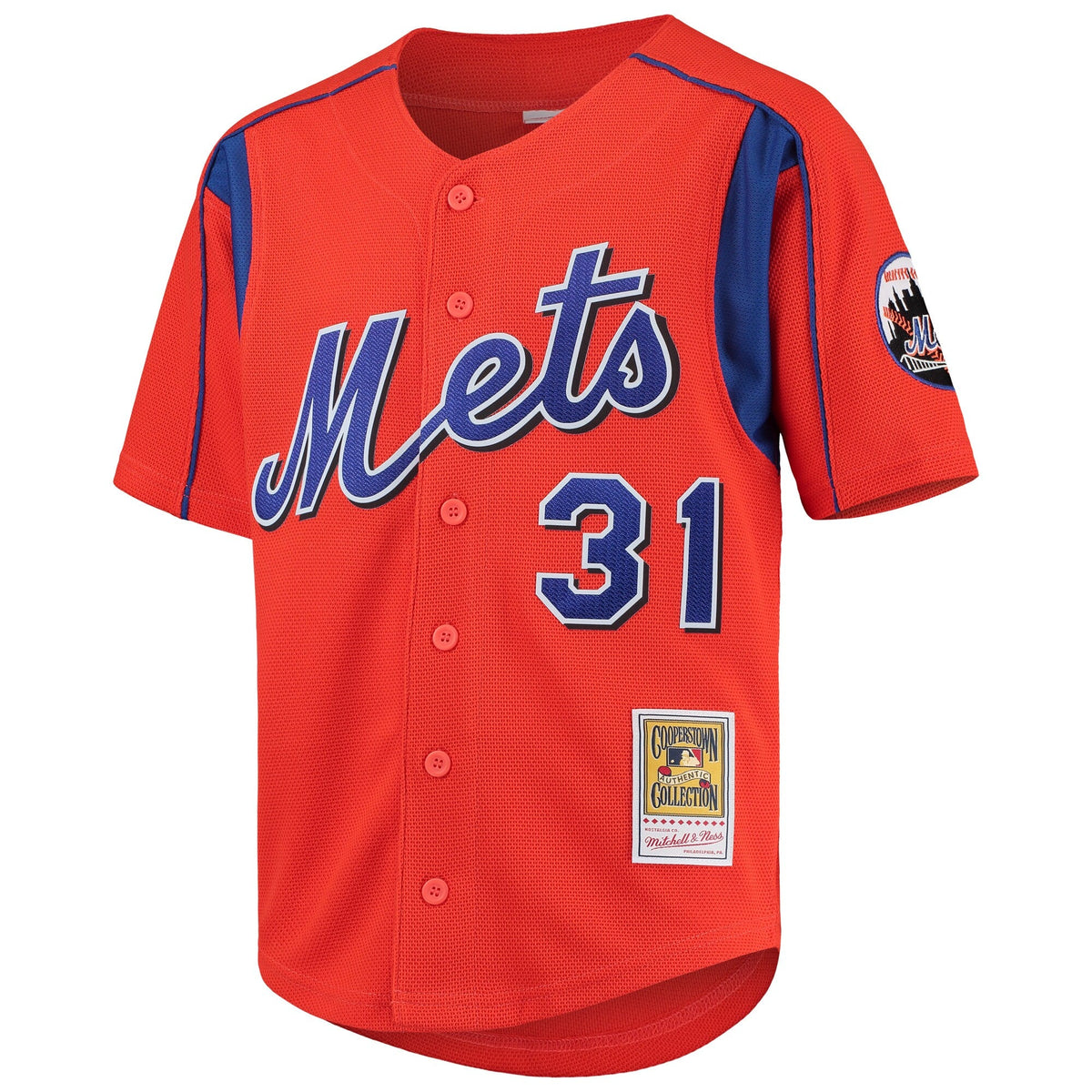 Camiseta de práctica de bateo de malla para hombre Mike Piazza New York Mets Mitchell & Ness Cooperstown Collection - Naranja