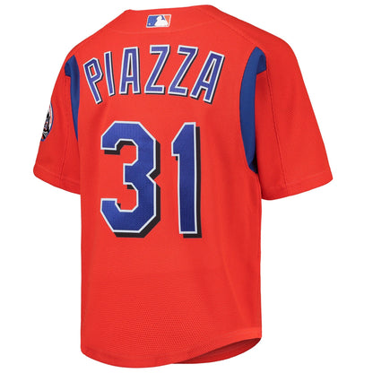 Camiseta de práctica de bateo de malla para hombre Mike Piazza New York Mets Mitchell & Ness Cooperstown Collection - Naranja