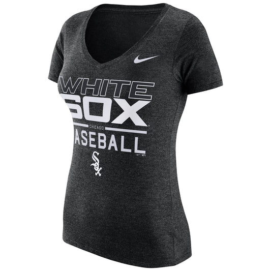 Camiseta de práctica Nike Tri-Blend 1.7 con cuello en V de los Chicago White Sox para mujer