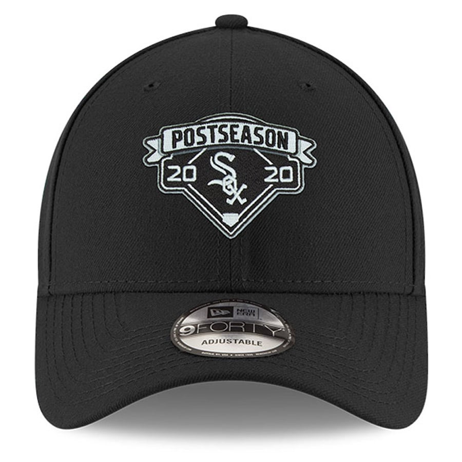 Gorra ajustable 9FORTY New Era negra de los Chicago White Sox de 2020, edición Postseason Locker Room, para hombre